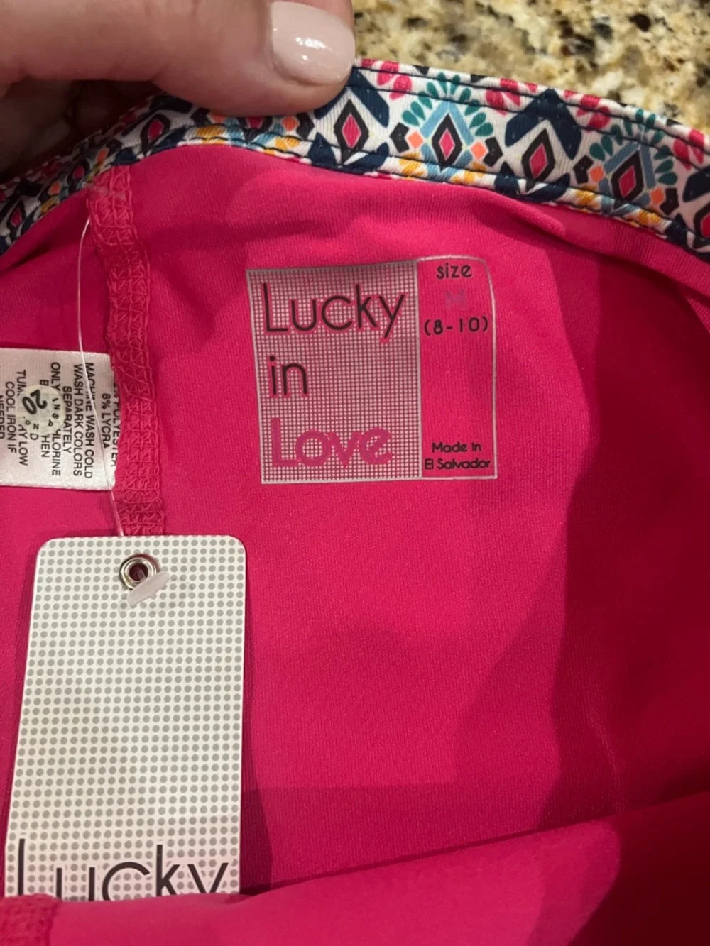 New - Lucky in Love Pink & Navy Geometric Tiered Skater Skort | Size Medium